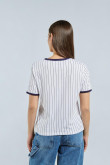 Camiseta blanca a rayas con diseño college de Yale University y manga corta