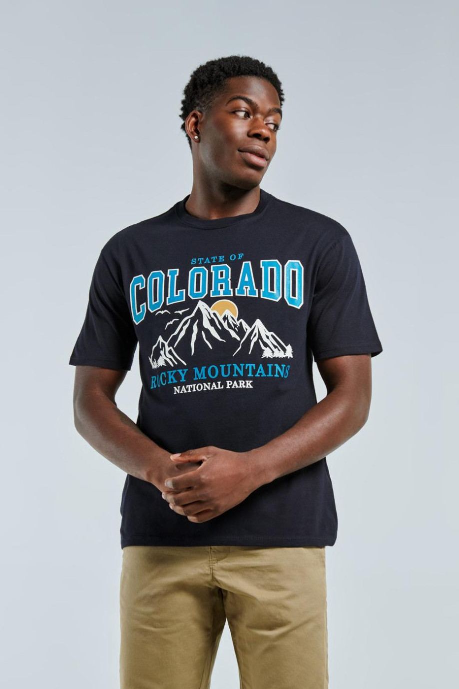 Camiseta manga corta azul con diseño college de Colorado