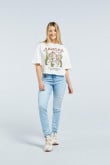 Camiseta crop top crema clara oversize con diseño college de Arizona