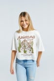 Camiseta crop top crema clara oversize con diseño college de Arizona