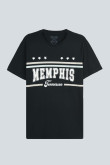 Camiseta azul con diseño college de Memphis y cuello redondo