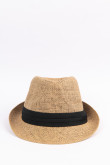 Sombrero Panamá kaki claro con cinta negra y ala corta