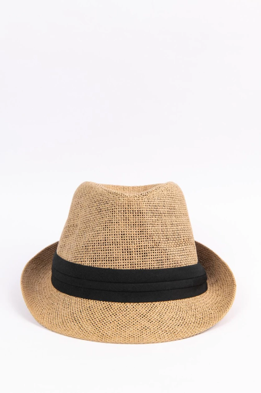 Sombrero Panamá kaky claro con cinta negra y ala corta