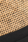 Sombrero Panamá kaki claro con cinta negra y ala corta