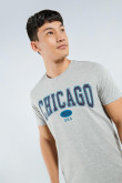 Camiseta gris con cuello redondo y diseño college de Chicago