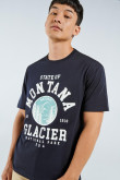 Camiseta manga corta azul con diseño college de Montana