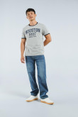 Camiseta gris con manga corta y diseño college de Houston