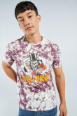 Camiseta manga corta crema tie dye con arte de Guns N´ Roses