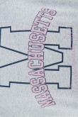 Buzo gris claro con capota y diseño college de Massachusetts