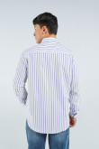 Camisa manga larga unicolor a rayas con cuello button down