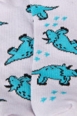 Medias unicolores tipo tobilleras con diseños de dinosaurios azules