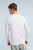 Camiseta manga larga unicolor en algodón con cuello redondo
