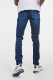 Jean azul skinny con costuras en contraste y tiro bajo
