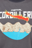 Buzo gris intenso oversize con cuello redondo y diseños del Festival Cordillera
