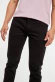 Jean skinny negro con bolsillos, tiro bajo y botón metálico