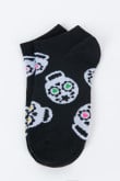 Medias tobilleras unicolores con diseños de calaveras coloridas