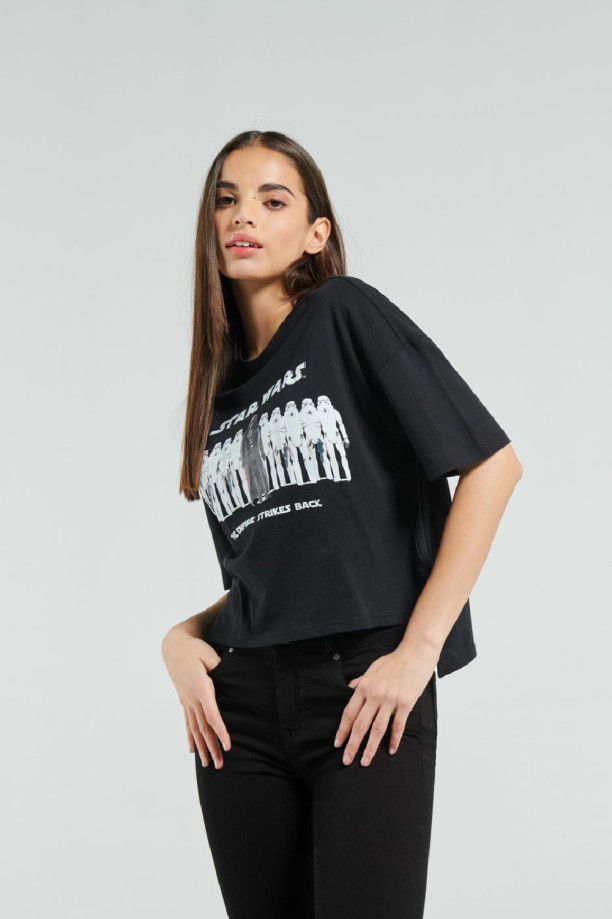 Camiseta de mujer oversize ROCK negra
