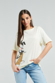 Camiseta crema clara oversize con manga corta y diseño de Animaniacs