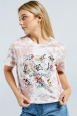 Camiseta crop top crema clara tie dye con diseño de Animaniacs en frente
