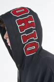 Buzo oversize con capota negro y diseños college de Ohio