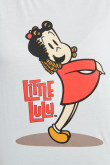 Camiseta crop top crema clara oversize con diseño de la pequeña Lulú