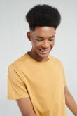 Camiseta unicolor en algodón con cuello redondo en rib
