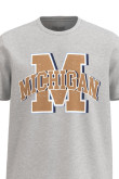 Camiseta cuello redondo unicolor y arte college de Michigan