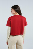 Camiseta roja crop top con diseño college de Palm Beach