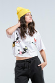 Camiseta oversize unicolor crop top con diseño de Animaniacs