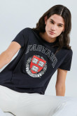 Camiseta azul intensa con diseño college de Harvard y cuello redondo