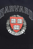 Camiseta azul intensa con diseño college de Harvard y cuello redondo