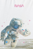 Camiseta blanca crop top oversize con estampado de NASA