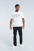 Camiseta cuello redondo crema con diseño college de Harvard