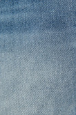 Short azul oscuro en jean con desgastes de color y tiro súper alto
