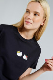 Camiseta azul intensa en algodón con manga corta y diseño de Hello Kitty