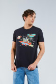 Camiseta azul con manga corta y diseño de Los Supersónicos