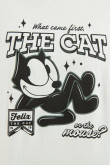 Camiseta crema con diseño de Félix el Gato y cuello redondo