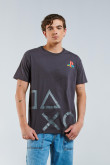 Camiseta cuello redondo gris intensa con diseños de PlayStation