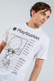 Camiseta blanca con estampado de PlayStation y manga corta