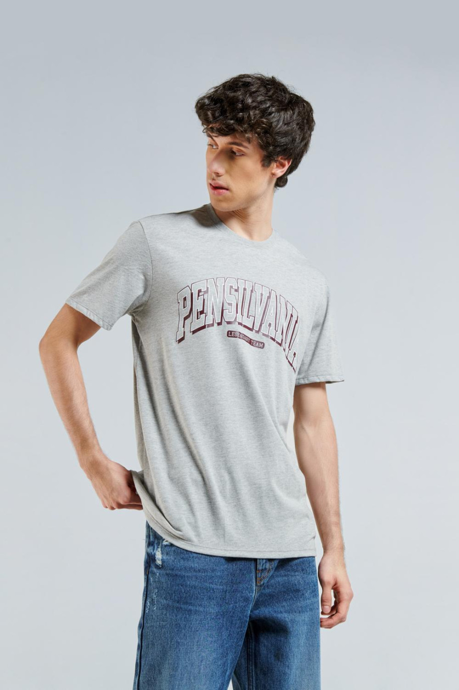 Camiseta unicolor oversize con diseño college de Pensilvania