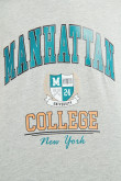 Camiseta manga corta unicolor con texto college en frente