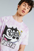 Camiseta manga corta crema con estampado de Felix el Gato .