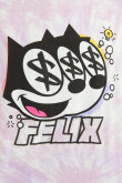 Camiseta manga corta crema con estampado de Felix el Gato .