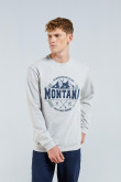Buzo gris con cuello redondo y diseño college de Montana