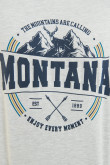Buzo gris con cuello redondo y diseño college de Montana