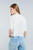 Camiseta oversize crop top crema clara con diseño college de Florida