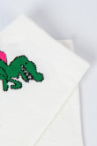 Medias unicolores cortas con diseños de dinosaurio verde