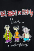 Camiseta negra con diseño de Ed, Edd & Eddy y cuello redondo