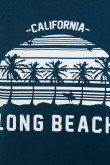 Camiseta azul oscura oversize con cuello redondo y diseño college de Long Beach