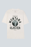 Camiseta cuello redondo crema con diseño college de Montana